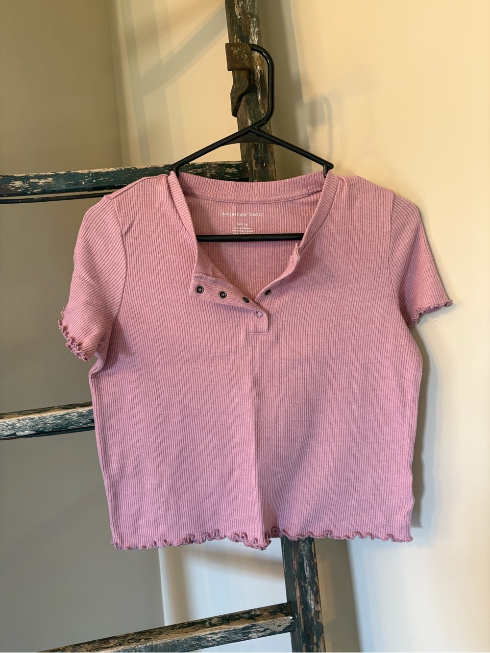 American Eagle Outfitters Dusty Rose Ribbed Crop Top